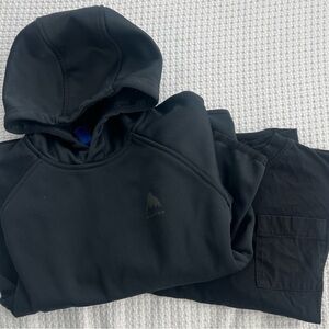 Burton Boys Black Hoodie + Black Long Sleeve Pocket Tee Bundle